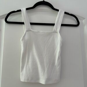 American Eagle Outfitters White Fitted Crop Tank Top